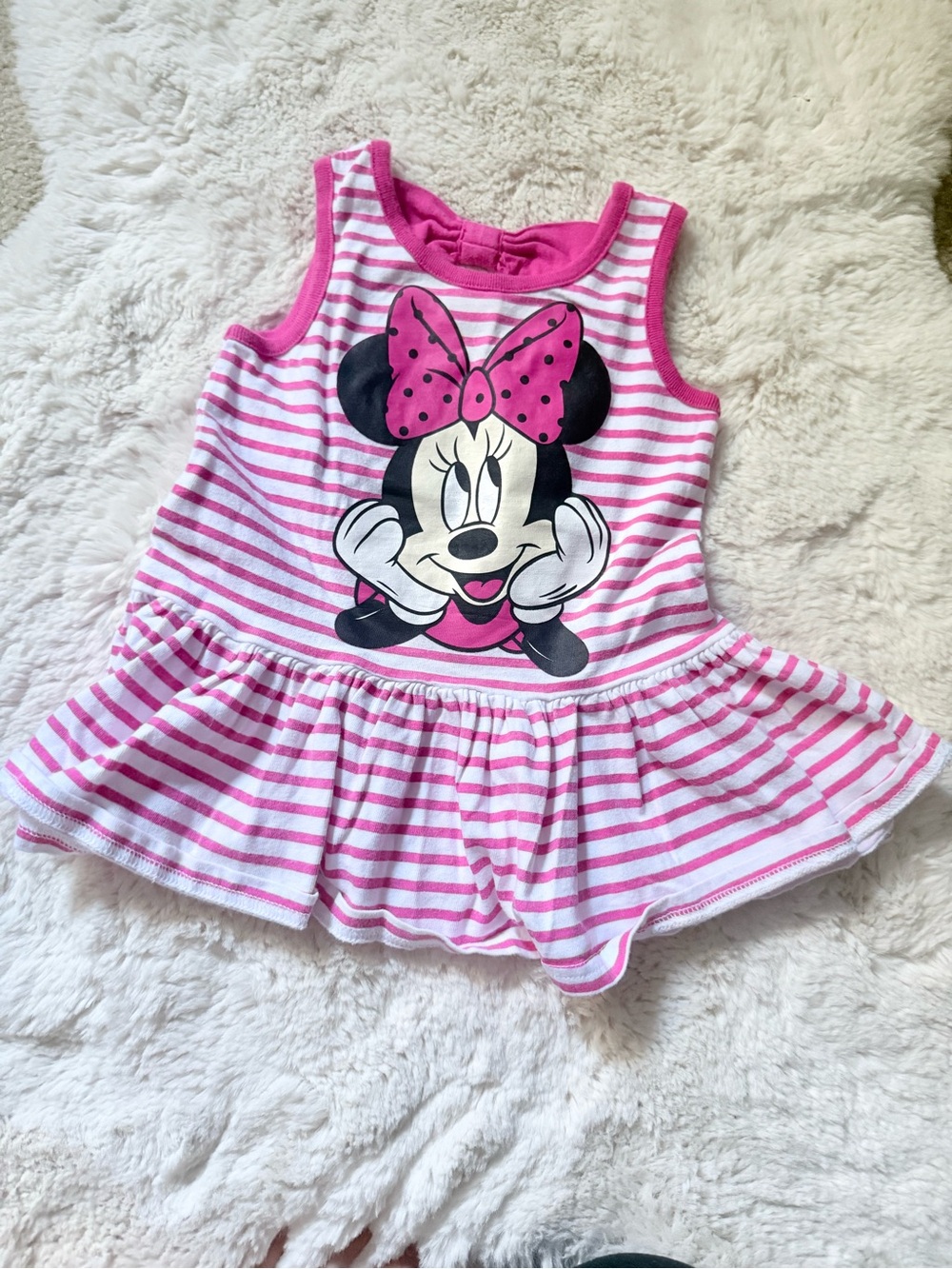 Disney Pink and White Striped Minnie Tank Dress